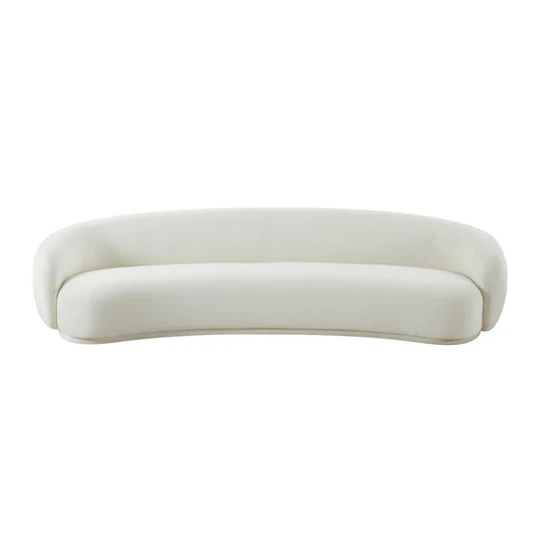 Mabelle Cream Velvet 120 Inch Sofa Modern Curved Sofa